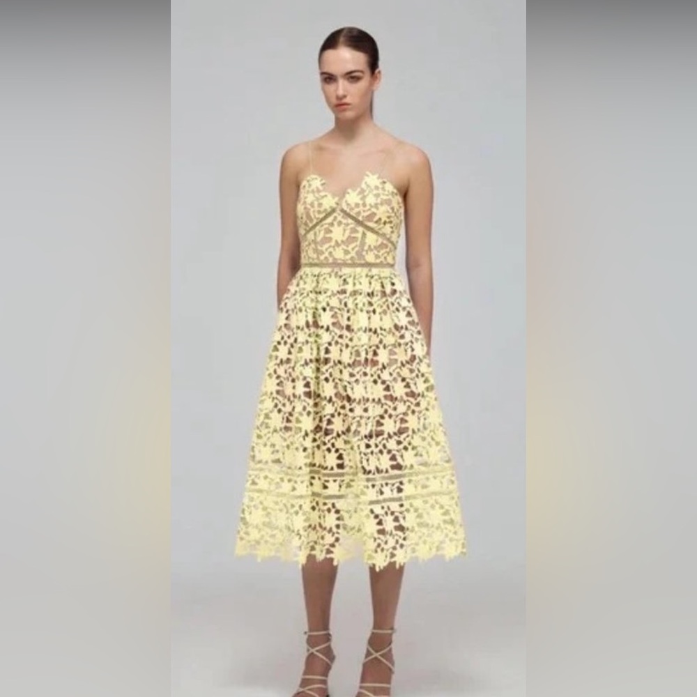 Self-Portrait Yellow Azaelea Dress size US 8 light yellow pastel